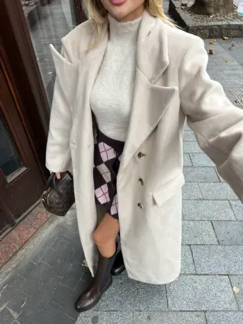 Pallto e bardhë-White long coat