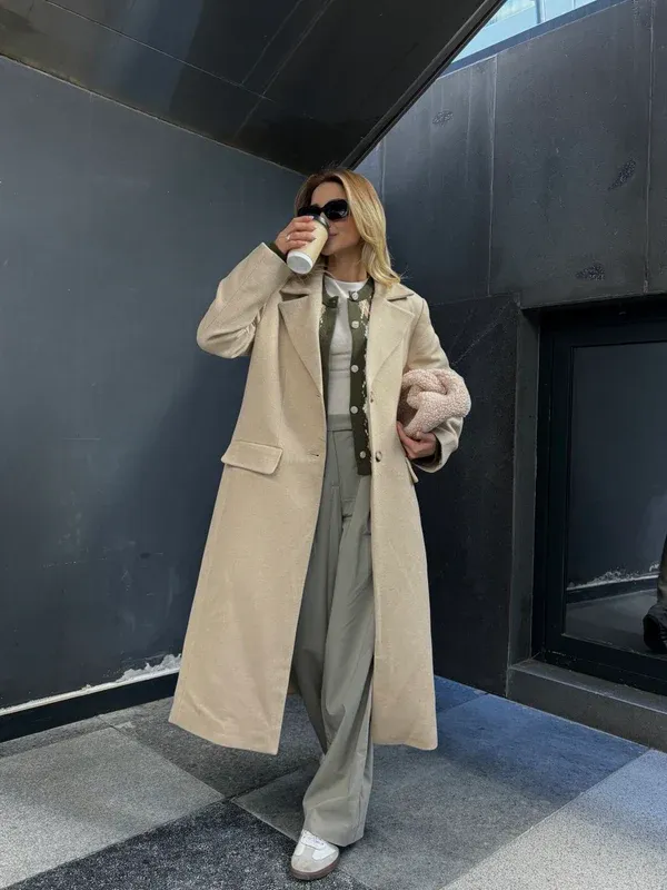 Pallto nude-Nude long coat - 1