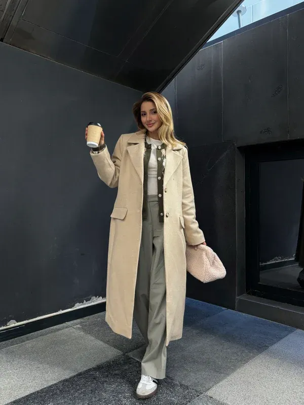 Pallto nude-Nude long coat - 3
