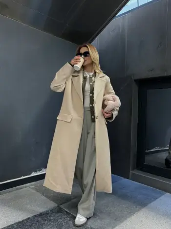 Pallto nude-Nude long coat