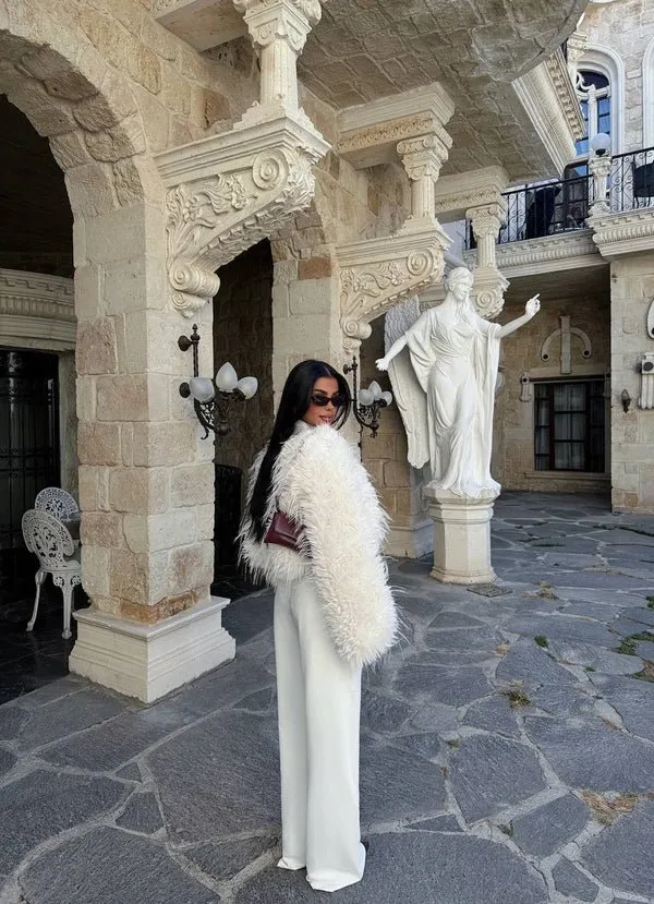 Pellush i bardhë-White fur coat - 3