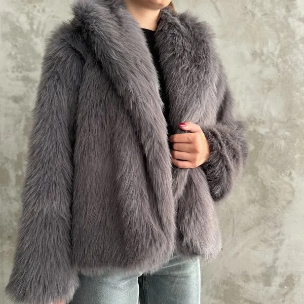 Pellush gri-Fur grey coat - 2