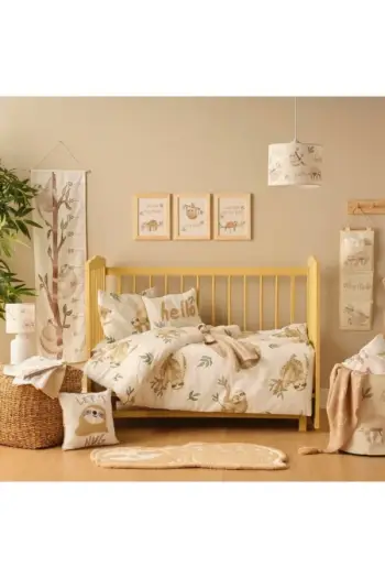 Set Mbulesash Jorgani për Bebe Bella Maison 100% Pambuk Ranforce Sloth, Ngjyrë Bezhë (100×150 cm)