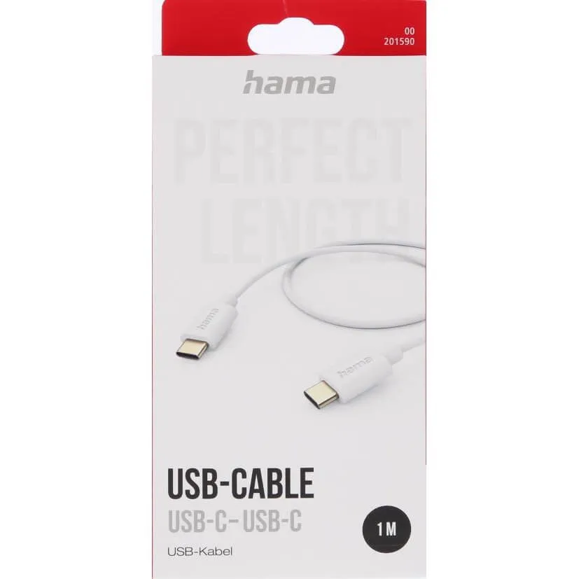 Kabllo Hama USB Type-C - USB Type-C, 1.0 m, e bardhë - 2