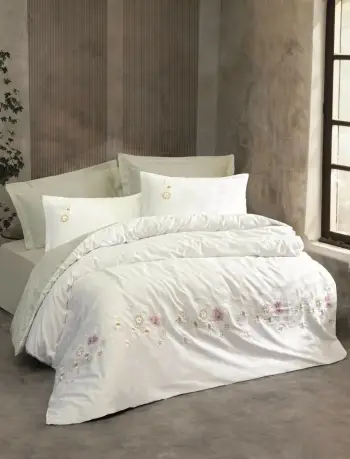 Set mbulesë për jorgan dopio, saten, L'Essentiel Linge de Maison, Jenika, ngjyrë mente