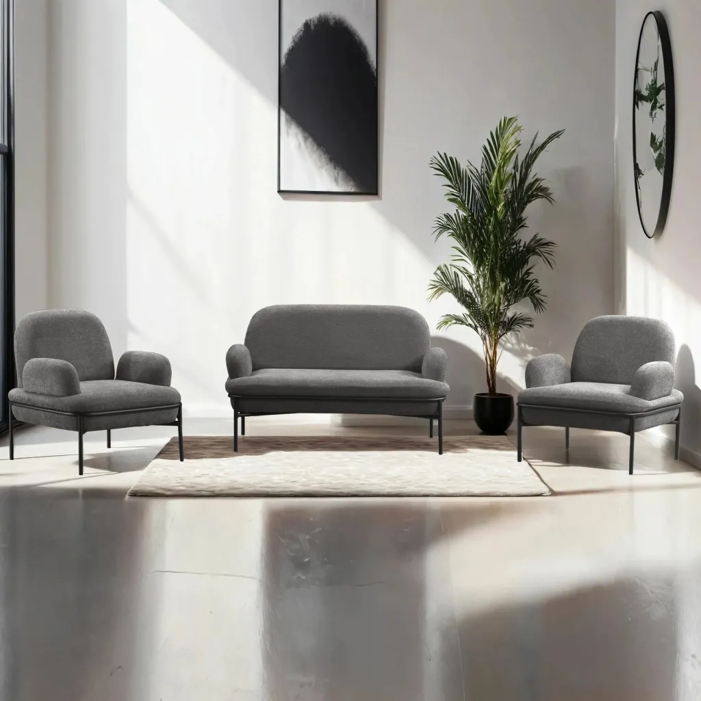 Set divanesh Atelier del Sofa, Aster, ngjyrë gri (3 pjesë) - 1