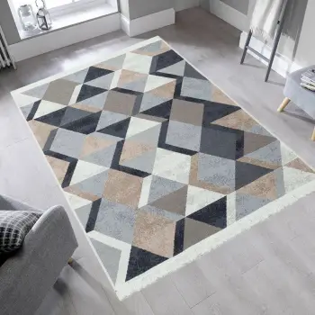 Qilim Conceptum Hypnose, 80x150cm, bezhë, e zezë, e bardhë