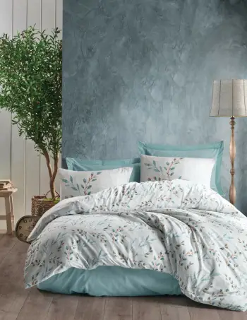 Set mbulesë jorgan për teke XXL, ngjyrë mint dhe e bardhë, L'Essentiel Linge de Maison, Lendell