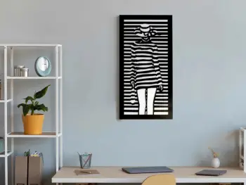 Pikturë dekorative me kornizë MDF, Wallity, Lina, e zezë dhe e bardhë, 35x68cm