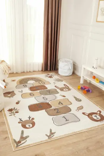Qilim për fëmijë, krem-gri, 80x150cm, Conceptum Hypnose, Bohem Kids Seksek