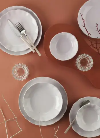 Set enësh për drekë (24 copë), Hermia Concept, BER24Y2740634, ngjyrë lejla e çelët