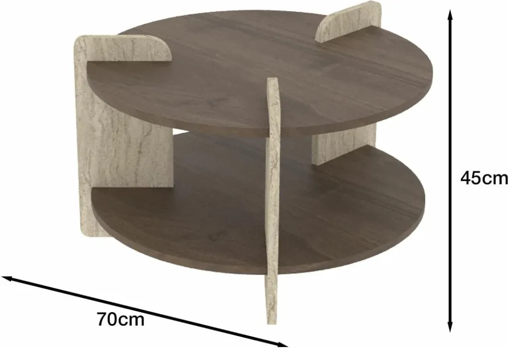 Tavolinë kafeje Skye Decor, Oalla - travertin, arrë - 5