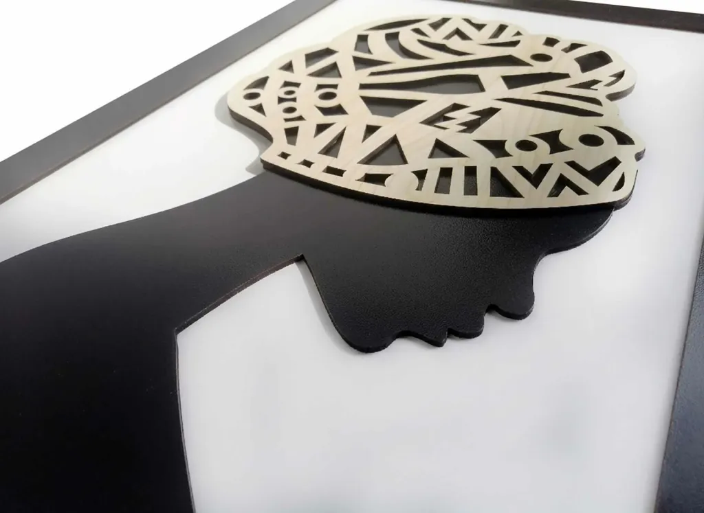 Pikturë dekorative me kornizë MDF, Wallity, Charm, e zezë dhe e bardhë, 47.5x68cm - 7