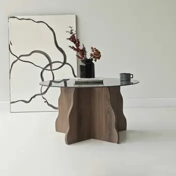 Tavolinë kafeje Skye Decor, Butterfly, ngjyrë arre dhe fume