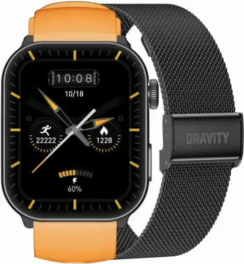 Smartwatch për meshkuj Gravity, portokalli e zezë