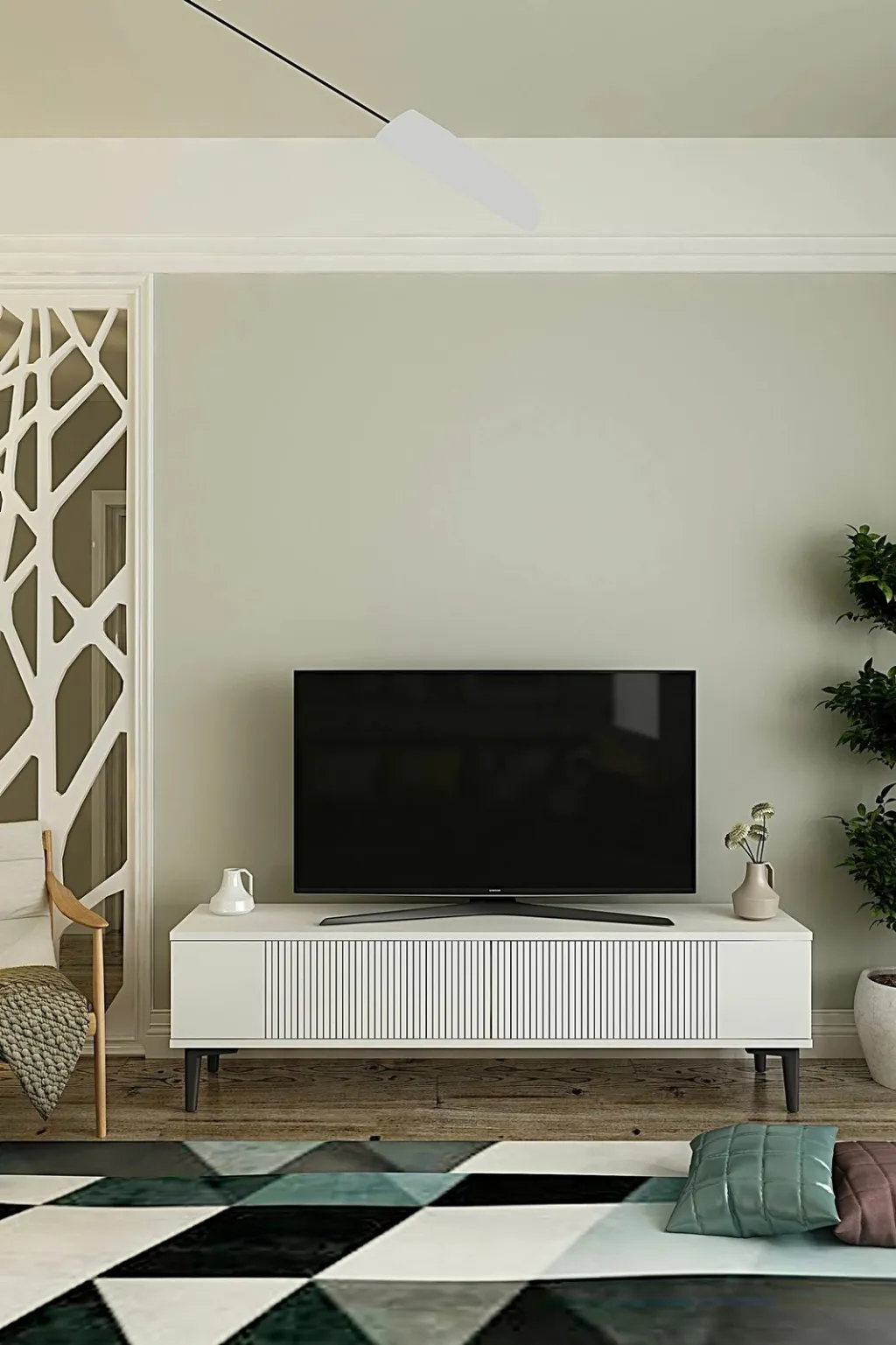Komodë TV Skye Decor, Corsa 120, e bardhë - 1