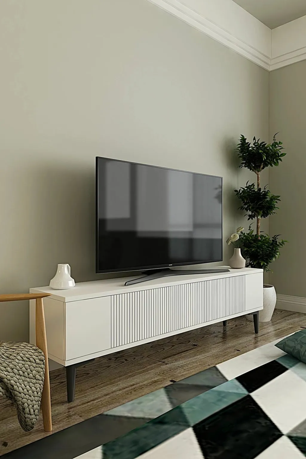 Komodë TV Skye Decor, Corsa 120, e bardhë - 2