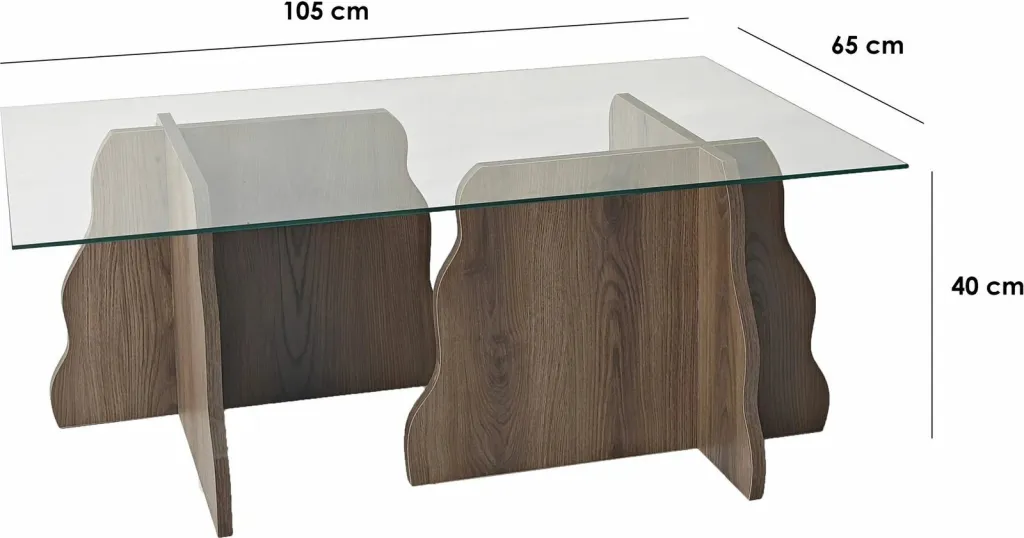Tavolinë kafeje Skye Decor, ngjyrë arrë, transparente - 10