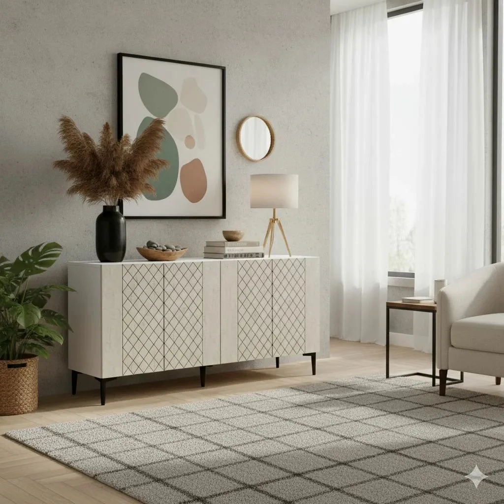 Konsol Skye Decor, Resso 150, e bardhë, travertin - 2