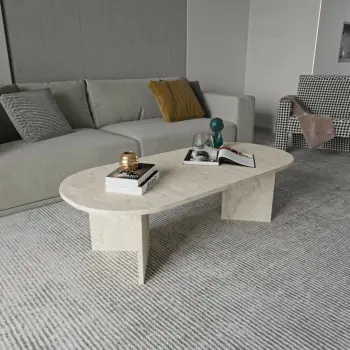 Tavolinë kafeje Skye Decor, Diana Elips, ngjyrë travertine