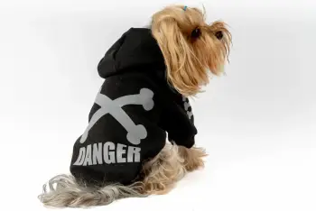 Bluze me kapuç për qen, ngjyrë e zezë, Danger