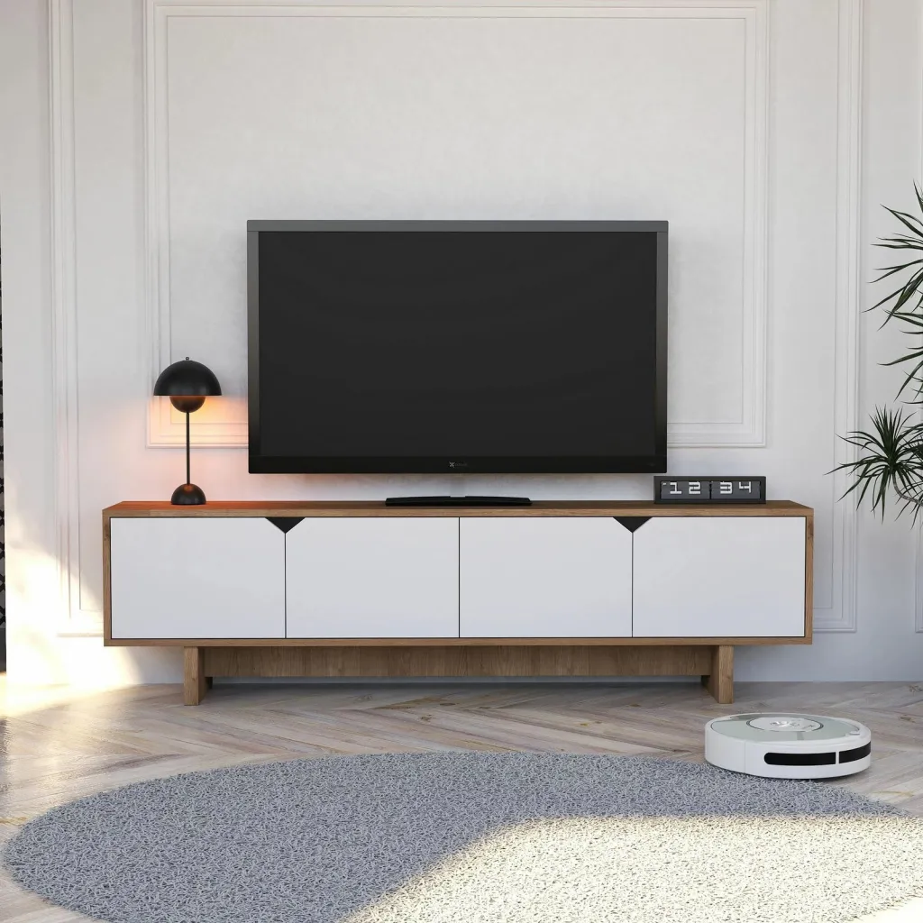 Komodë TV Skye Decor, ngjyrë lisi dhe e bardhë - 2