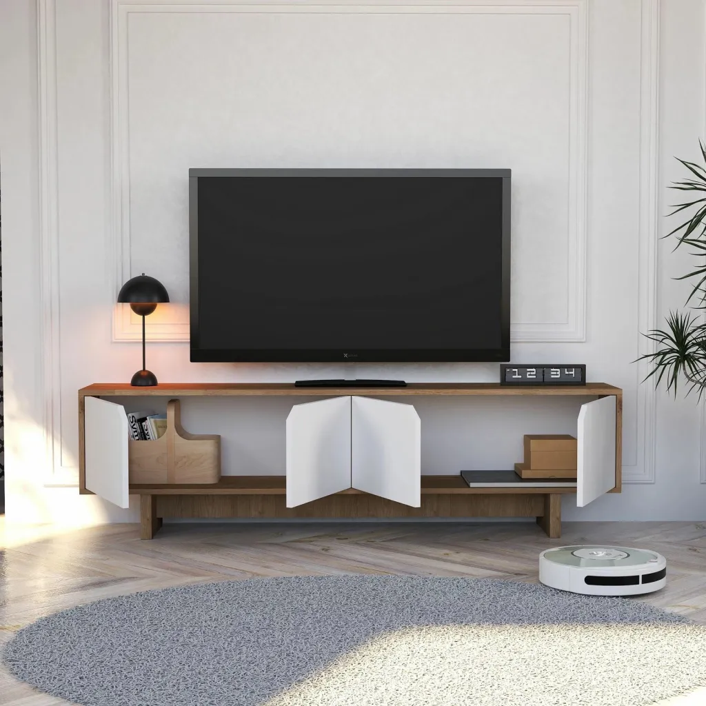 Komodë TV Skye Decor, ngjyrë lisi dhe e bardhë - 3