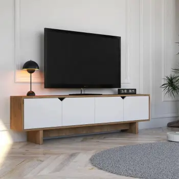 Komodë TV Skye Decor, ngjyrë lisi dhe e bardhë