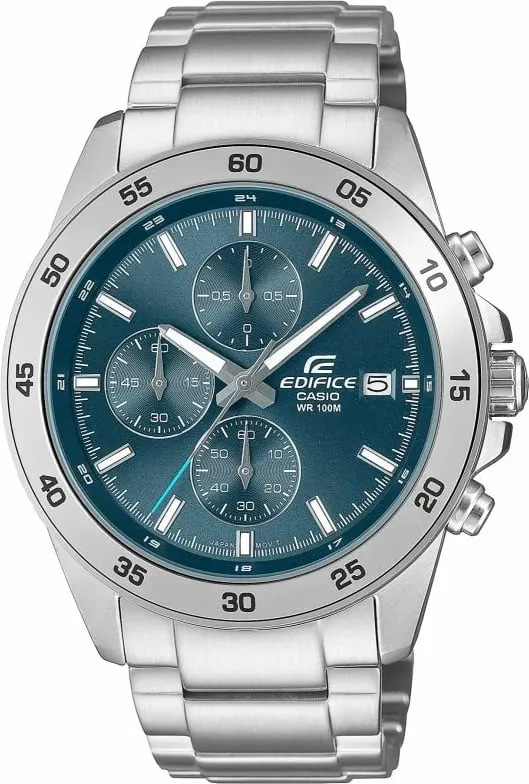 Orë dore për meshkuj CASIO, argjendtë/blu - 1