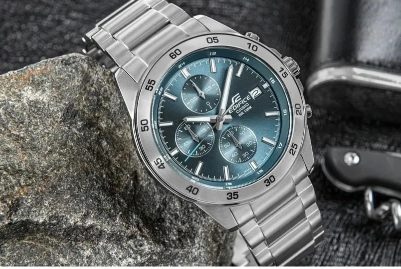 Orë dore për meshkuj CASIO, argjendtë/blu - 5