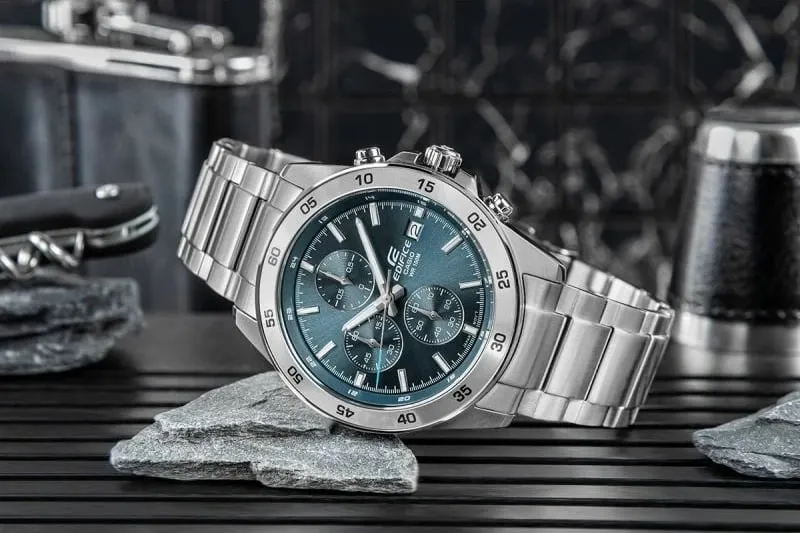 Orë dore për meshkuj CASIO, argjendtë/blu - 6