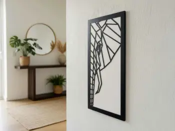 Pikturë dekorative MDF me kornizë, Wallity, Norsu, e zezë dhe e bardhë, 35x68cm