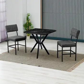 Set tavoline me karrige, zgjatshme, 3 pjesë, Skye Decor, ngjyrë antracit, e zezë, Dubai