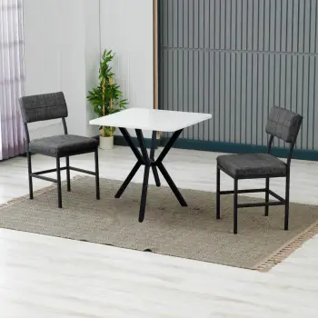 Set tavoline me karrige për ngrënie, zgjatës, 3 copë, Skye Decor, ngjyrë antracit, e bardhë