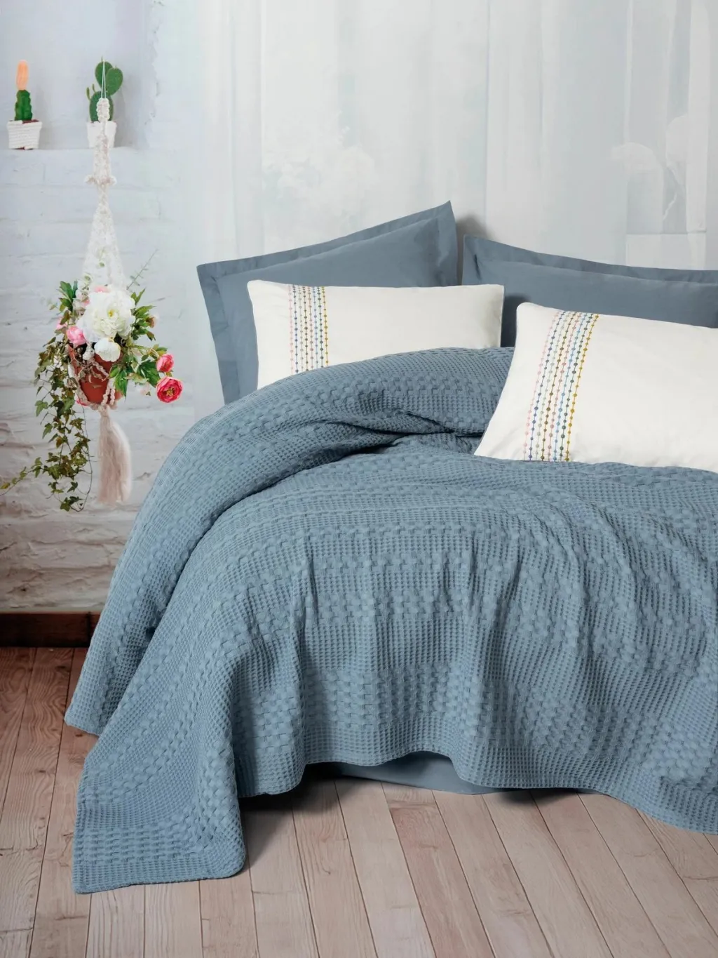 Set Double Pique L'Essentiel Linge de Maison, ngjyrë indigo - 1