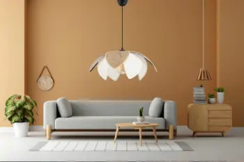 Llambë tavani Opviq, Peony Hazeran, kafe, bezhë, e bardhë