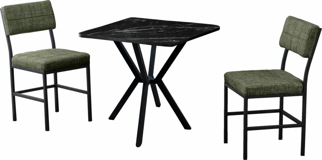 Set tavolinë me karrige, zgjatues, 3 pjesë, Skye Decor, Dubai, e gjelbër, e zezë - 2