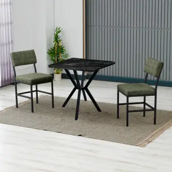 Set tavolinë me karrige, zgjatues, 3 pjesë, Skye Decor, Dubai, e gjelbër, e zezë