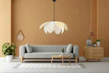 Llambë tavani Opviq, Peony Hazeran, e bardhë dhe camel