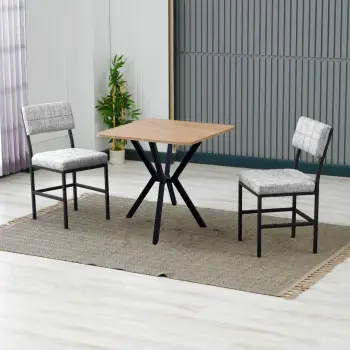 Tavolinë me karrige, zgjatshme, 3 copë, Skye Decor, Dubai, ngjyrë gri dhe arre