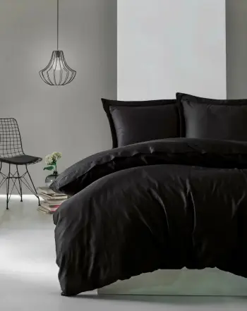 Set mbulesë për jorgan dopio, saten, ngjyrë e zezë, L'Essentiel Linge de Maison, Elegant
