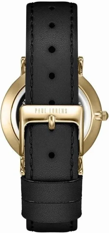 Orë dore për femra Paul Lorens PL20006A-1A2, mekanizëm quartz, rrip lëkure, e zezë - 3