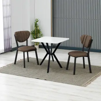 Set tavolinë me karrige, zgjatues, 3 copë, Skye Decor, ngjyrë kafe, e bardhë