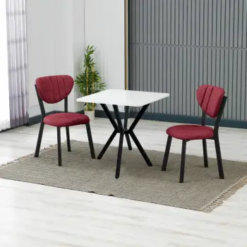 Set tavoline me karrige, zgjatues, 3 pjesë, Skye Decor, elma-burgundy, e bardhë