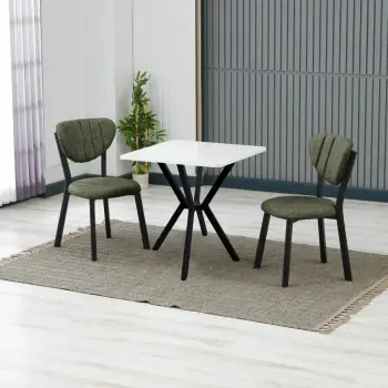 Set tavolinë me karrige, zgjatues, 3 pjesë, Skye Decor, elma, e bardhë, e gjelbër