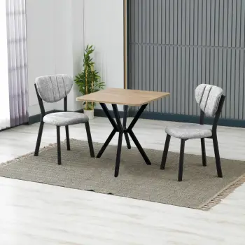 Set tavoline me karrige, zgjatshme, 3 pjesë, Skye Decor, ngjyrë gri dhe arre