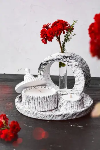 Set qirinjsh dekorativ prej mermeri, 4 copë, Ers1227