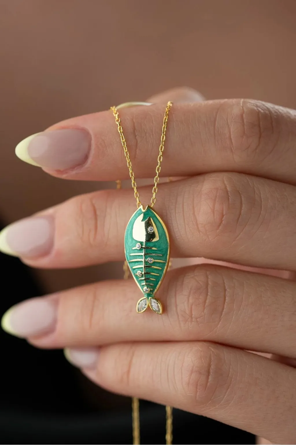 Qafore argjendi Jumeon, ngjyrë e verdhë, SİLVANOJEWELRY303 - 5