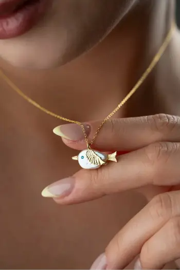 Varëse argjendi me figurë zogu, ngjyrë ari, Jumeon, SİLVANOJEWELRY310