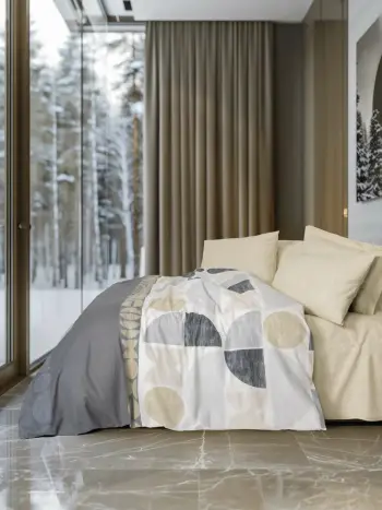 Set mbulesë për jorgan dopio, ngjyrë bezhë, L'Essentiel Linge de Maison, Formo